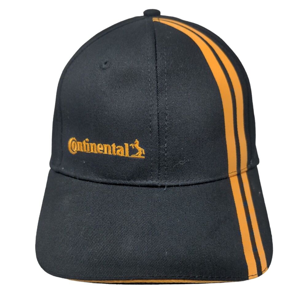 Continental Snapback Hat Black One Size Embroidered Striped Trim